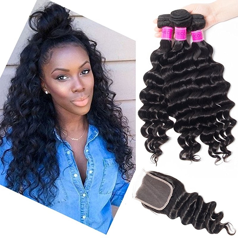 4x4 Middle Part Lace Closure Peruvian Remy Hair Loose Deep Wave Peruvian Remy Hair Deep Wave Lace Closure