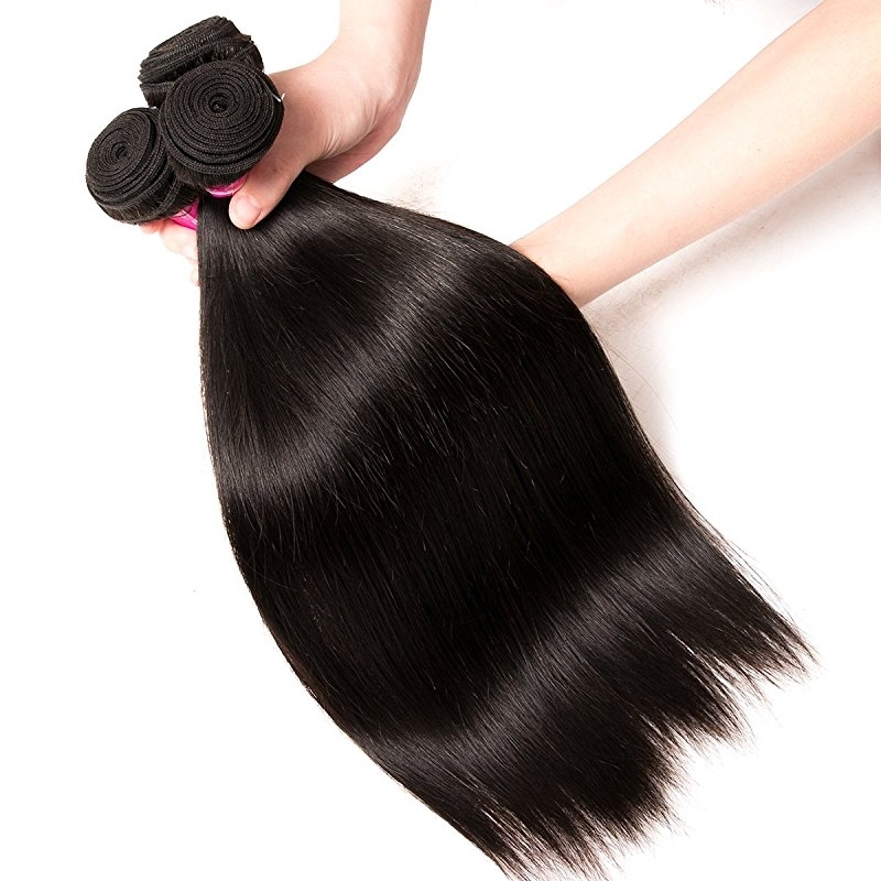 PeruvianHair 3 Bundles With Closure Unprocessed Malaysian Straight Human Hair Bundles With Lace Closure Free Part Hair Extensions