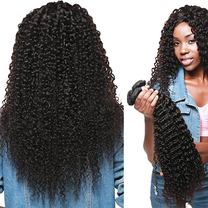 Brazilian Unprocessed Curly Virgin Weave Hair 3 Bundles with Closure Deep Curly Human Hair Extensions