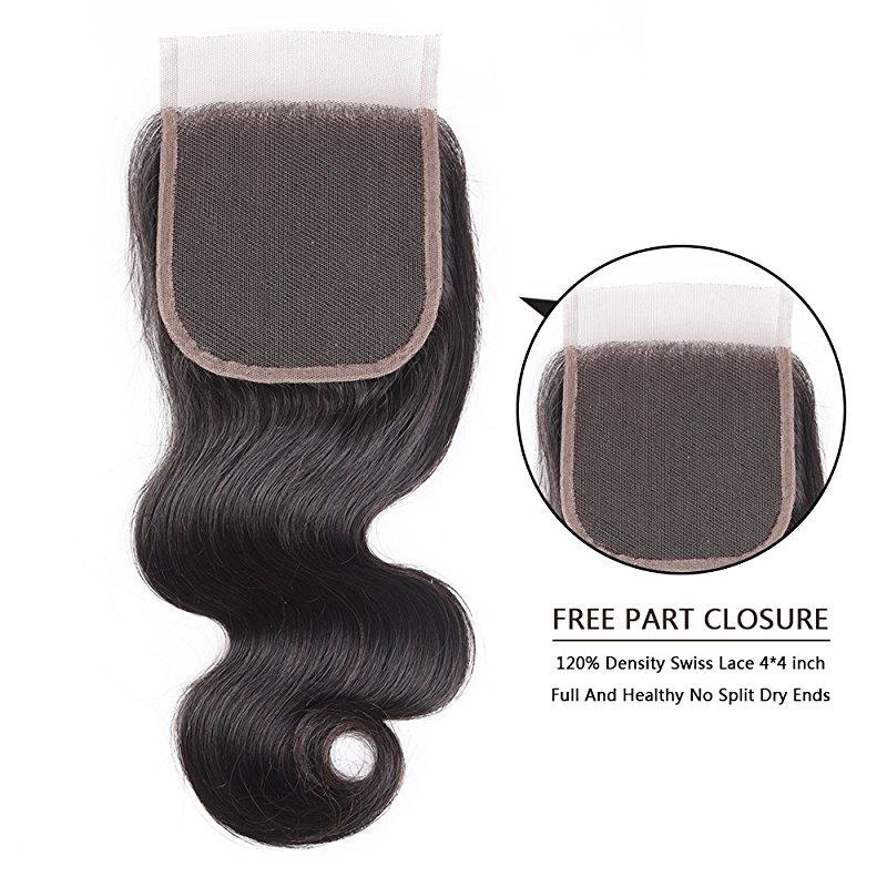 Body Wave 3 Bundles With Lace Closure Free Part 4×4 Closure Unprocessed Remy Human Hair Extensions Natural Color