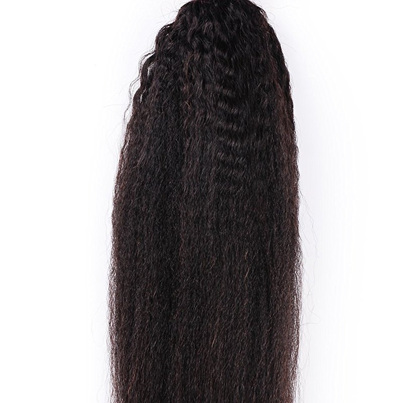 Malaysian Hair With  Free Part Kinky Straight Lace Closure With Bundles Unprocessed Soft Human Hair Weave Extension