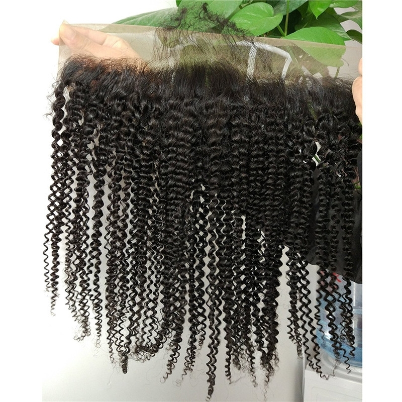 13x4 Lace Frontal Closure Kinky Curly Full Lace Front Closure Free Part Unprocessed Malaysia Human Hair Extension Ear to Ear Lace Closures Natu