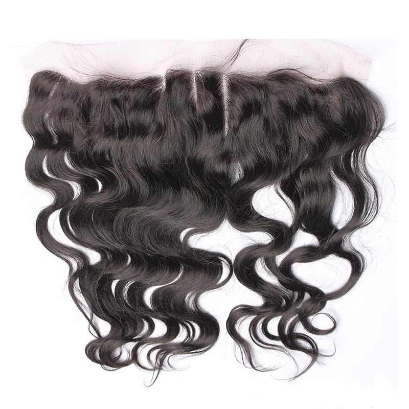 Frontal Piece Weave Body Wave Peruvian Remy Hair A Lace Frontal Closure 13x4inchs Natural Color