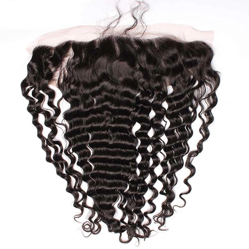 Good Lace Frontals Deep Wave Brazalian Remy Hair Best Ear To Ear Lace Frontal Closure 13x4inchs Natural Color