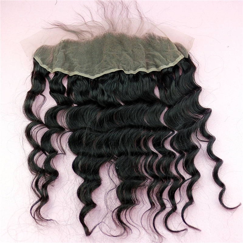 Free Part Loose Wave Lace Frontal Closure 13x4 Ear to Ear Malaysia Human Hair Extensions with Baby Hair Bleached Knots Natural Color