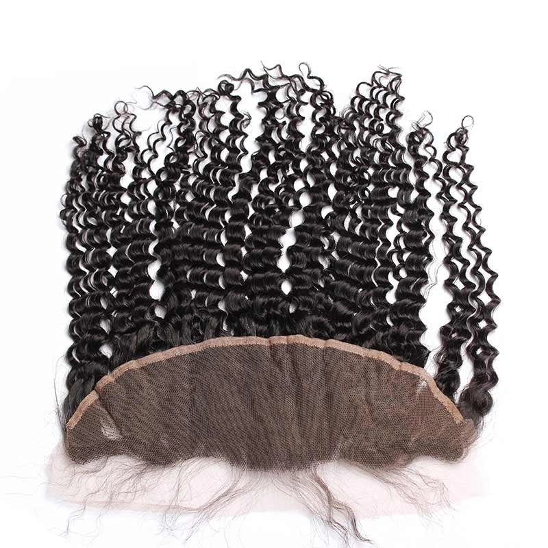 Good Lace Frontals Deep Wave Brazalian Remy Hair Best Ear To Ear Lace Frontal Closure 13x4inchs Natural Color