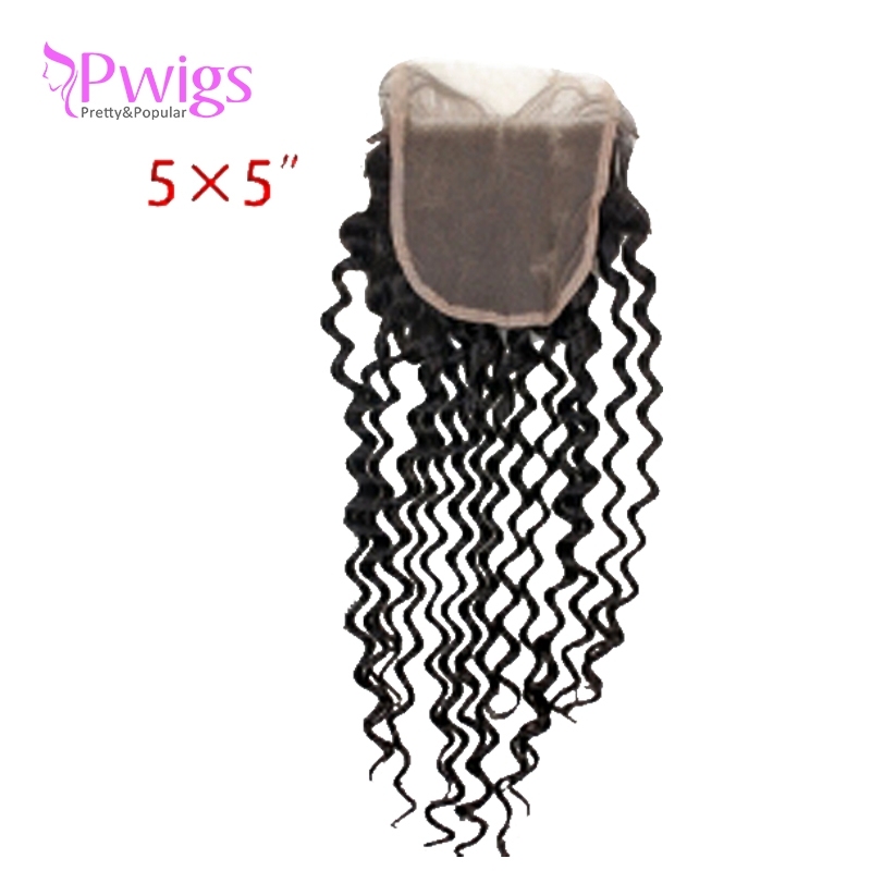 Curly 5x5 Lace Closure Unprocessed Brazilian Human Hair With Bundles Free Part for Black Women Natural Black