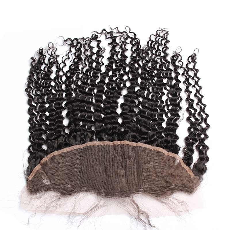 Best Frontal Closure Kinky Curly Brazilian Remy Hair Ear To Ear Lace Frontal Closure 13x4inches Natural Color