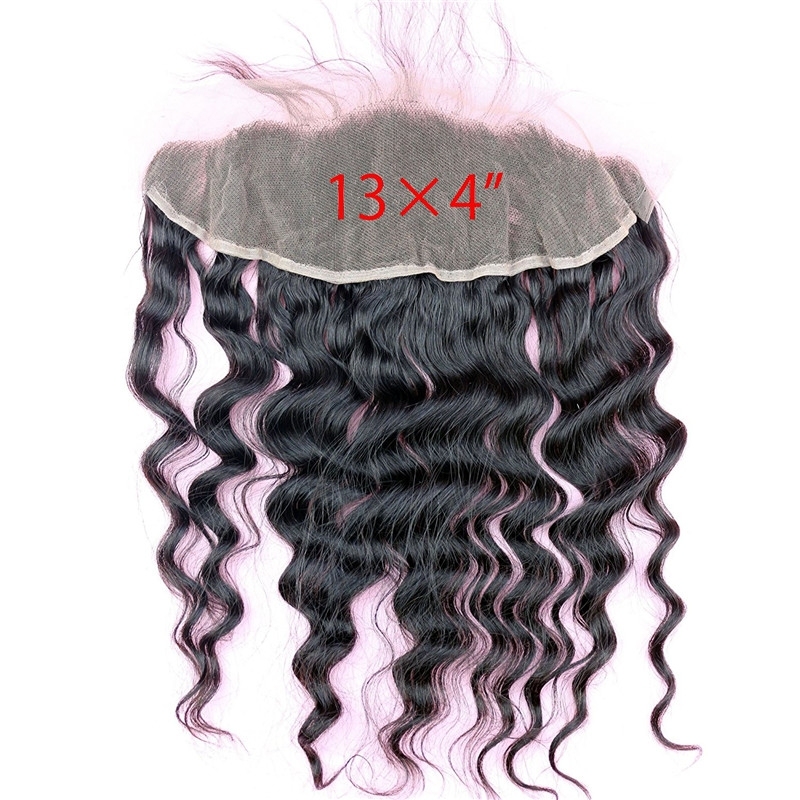 Free Part Loose Wave Lace Frontal Closure 13x4 Ear to Ear Malaysia Human Hair Extensions with Baby Hair Bleached Knots Natural Color