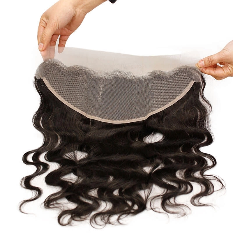 Human Hair Lace Frontal Transparent Lace Frontal Closures With Natural Baby Hair Brazilian Body Wave Remy Hair 13x4 Closure