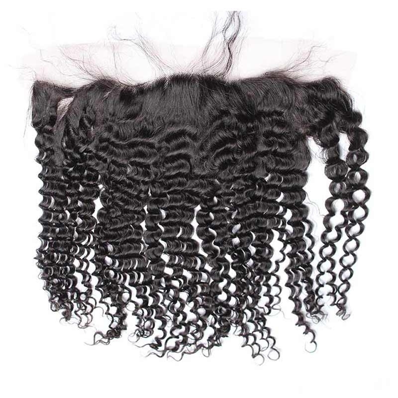 Best Frontal Closure Kinky Curly Brazilian Remy Hair Ear To Ear Lace Frontal Closure 13x4inches Natural Color