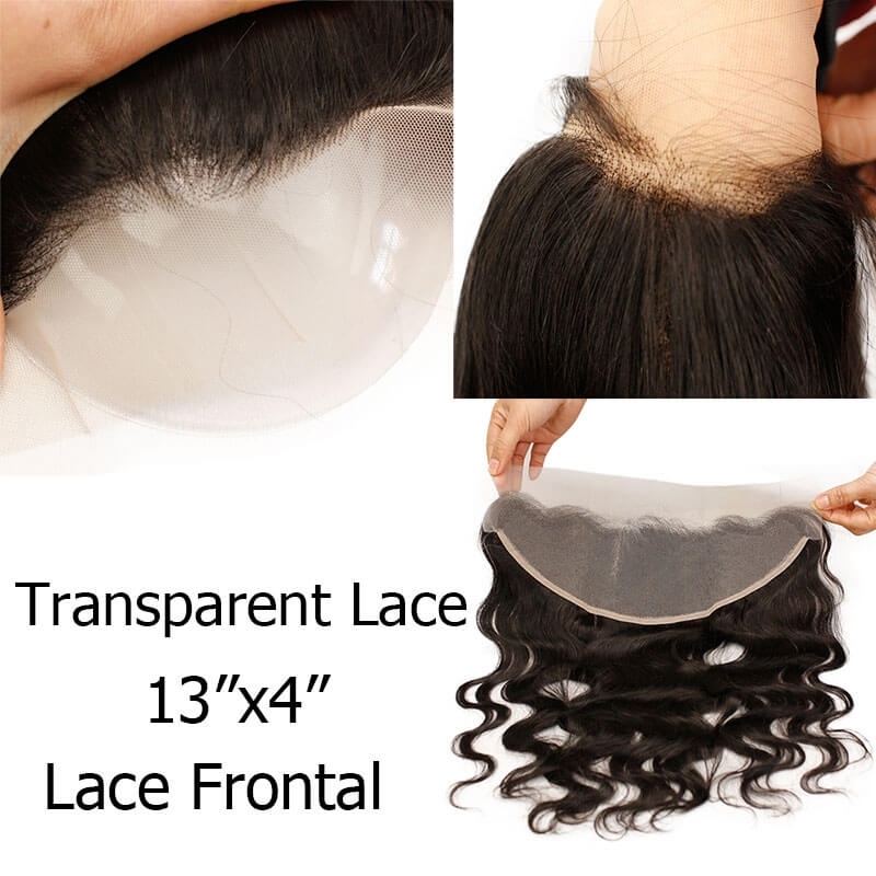 Human Hair Lace Frontal Transparent Lace Frontal Closures With Natural Baby Hair Brazilian Body Wave Remy Hair 13x4 Closure