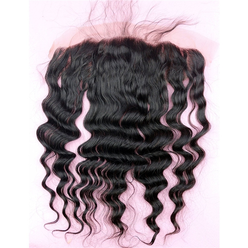 Free Part Loose Wave Lace Frontal Closure 13x4 Ear to Ear Malaysia Human Hair Extensions with Baby Hair Bleached Knots Natural Color
