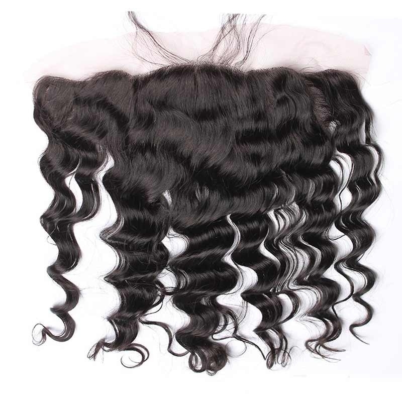 Loose Wave Malaysia Human Hair Best Ear To Ear Lace Frontal Closure Piece 13x4 inchs Natural Color For Sale