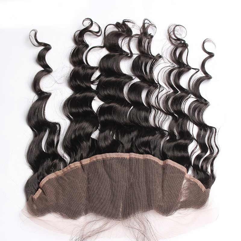 Loose Wave Malaysia Human Hair Best Ear To Ear Lace Frontal Closure Piece 13x4 inchs Natural Color For Sale