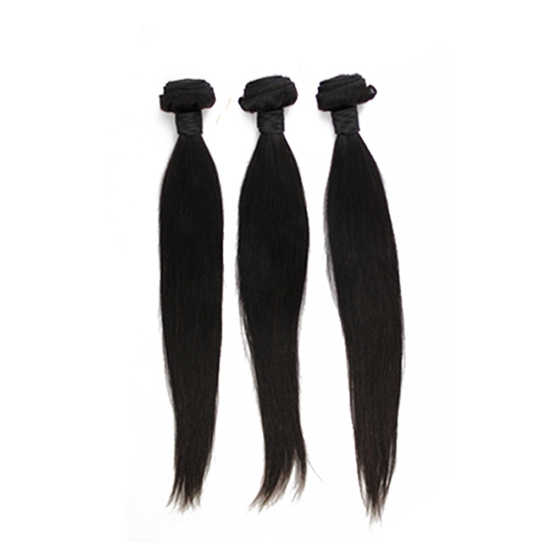 Brazilian Hair Weave 3 Bundles With Lace Closure Free Part Sliky Straight Human Hair Bundles With Closure