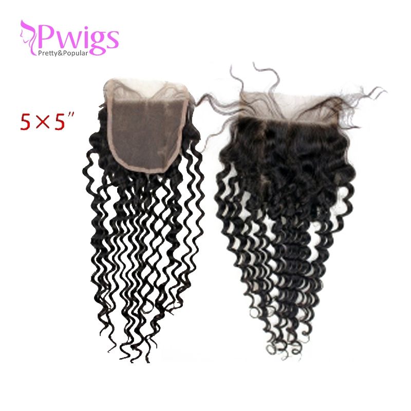 Curly 5x5 Lace Closure Unprocessed Brazilian Human Hair With Bundles Free Part for Black Women Natural Black