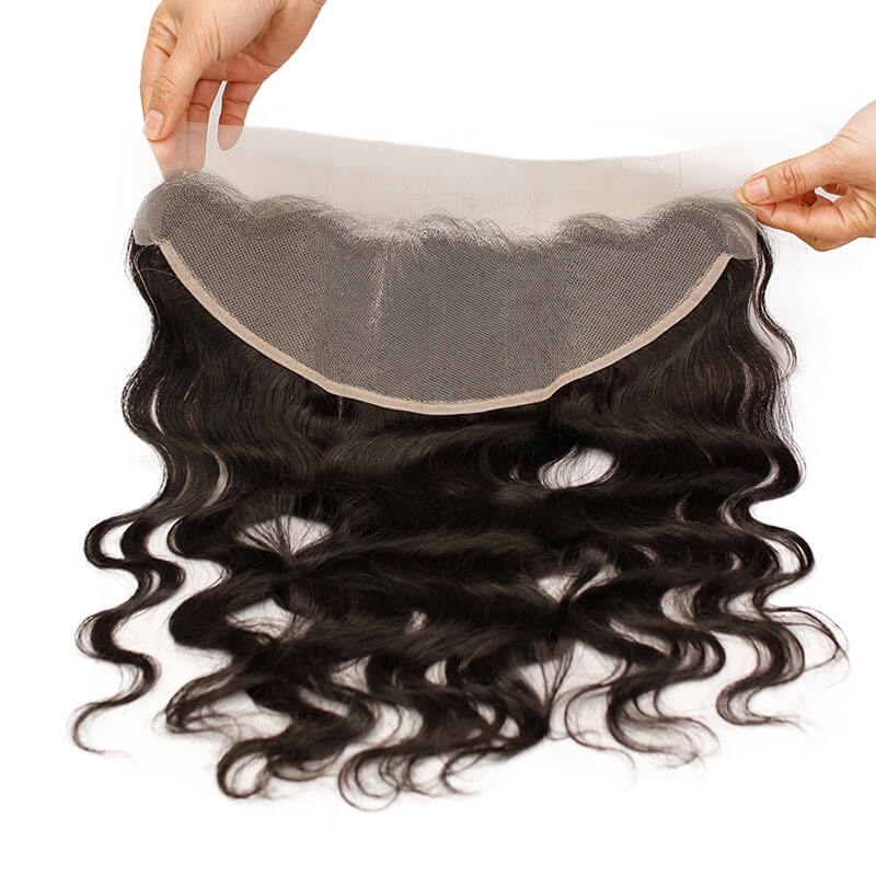 Human Hair Lace Frontal Transparent Lace Frontal Closures With Natural Baby Hair Brazilian Body Wave Remy Hair 13x4 Closure