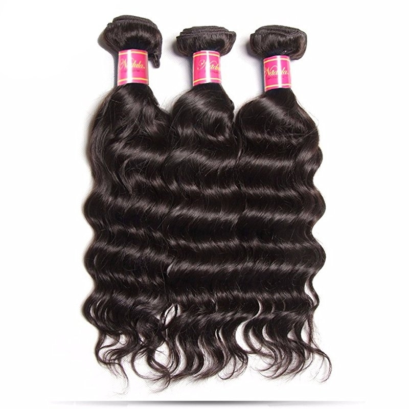 Good Quality Remy Hair 3 Bundles Natural Wave Hair with Free Part Lace Frontal Closure