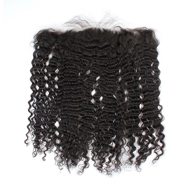 Mongolian Kinky Curly Remy Hair With Frontal Closure 13x4 Lace Frontal