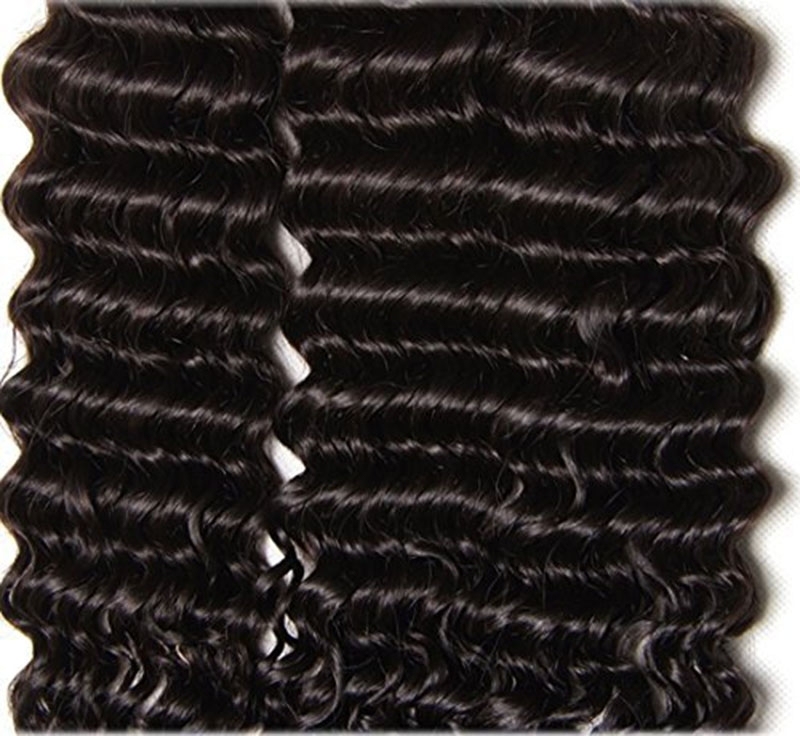Brazilian Hair Deep Curly Bundles with 13x4 Ear to Ear Lace Frontal Closure Unprocessed Human Hair Extensions