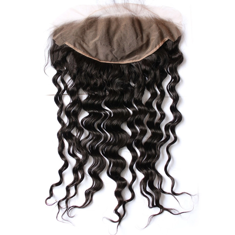 Brazilian Remy Hair Loose Deep Wave Natural Color Closure Swiss Lace 13x6 Pre Plucked Hair Line Lace Frontal