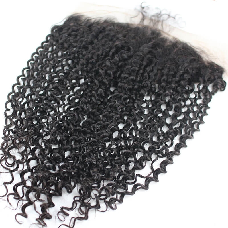 13x6 Curly Brazilian Human Hair Lace Frontal Closures Ear To Ear Bleached Knots With Baby Hair Natural Color