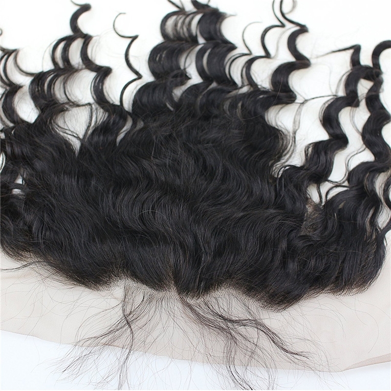 13x6 Lace Frontal Closure Ear to Ear Free Part Loose Wavy Malaysia Human Hair Full Lace Closure Bleached Knots with Baby Hair Natural Color (22