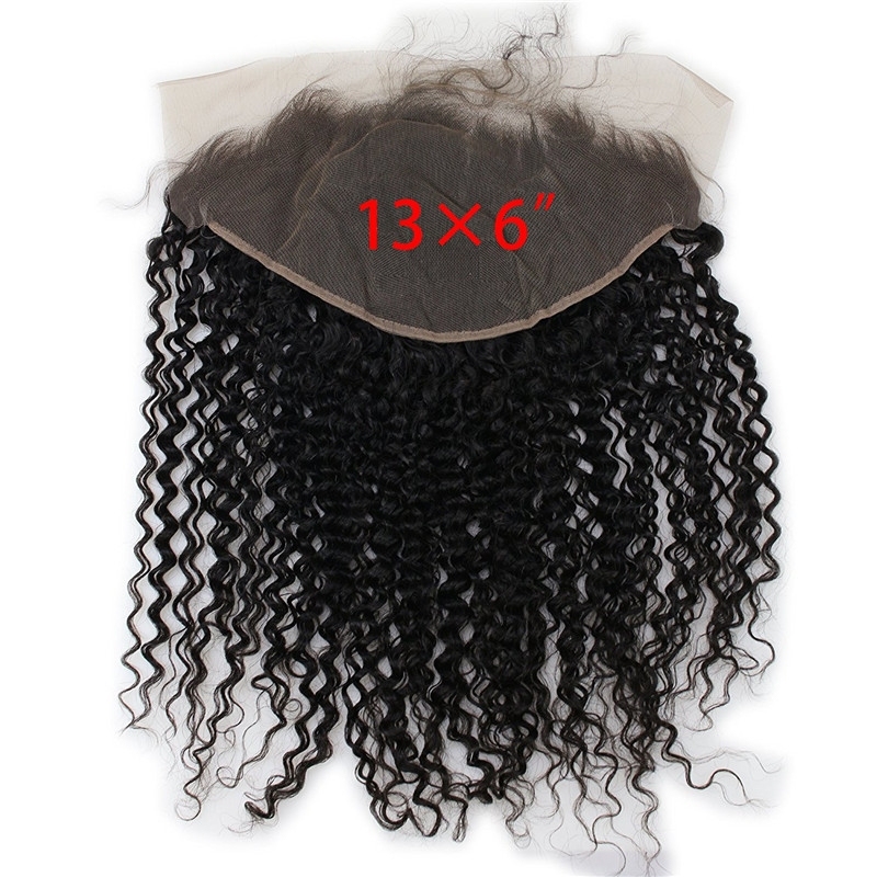 13x6 Lace Frontal Closure Jerry Curl Vietnamese Human Hair Free Part Ear to Ear Full Lace Frontal Bleached Knots with Baby Hair Natural Color