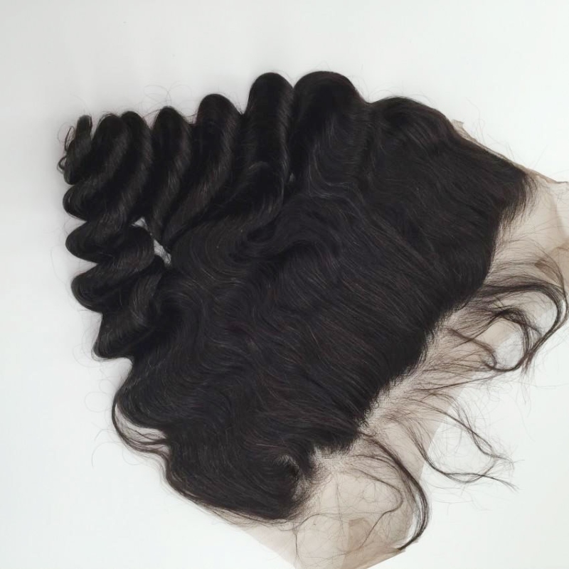 Lace Frontal Closure 13X6 Human Hair Peruvian Remy Hair loose deep wave Natural color density 130% Bleached knots