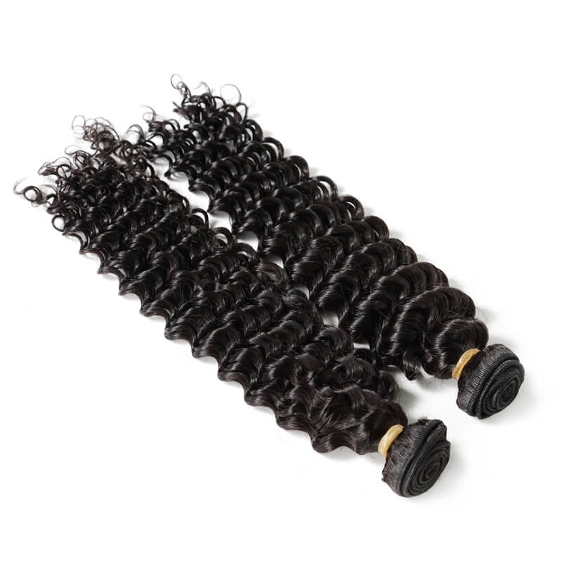 Brazilian Curly Human Hair 13x4 Lace Frontal Hidden Knots With Natural Color Human Hair Bundles