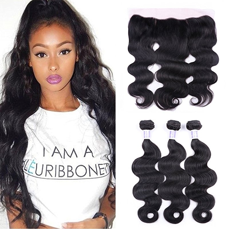 13x4 Ear To Ear Lace Frontal With Bundles Brazilian Body Wave 3 Bundles With Frontal Lace Closure