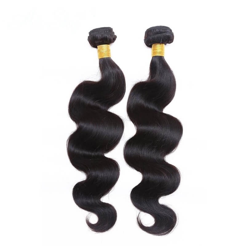 Body Wave Human Hair Bundles with 13X4 Lace Frontal Closure Bleached Knots Pre Plucked