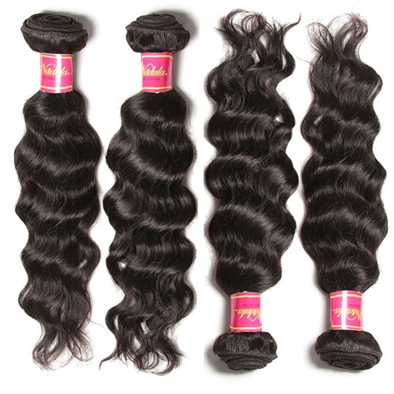 Good Quality Remy Hair 3 Bundles Natural Wave Hair with Free Part Lace Frontal Closure