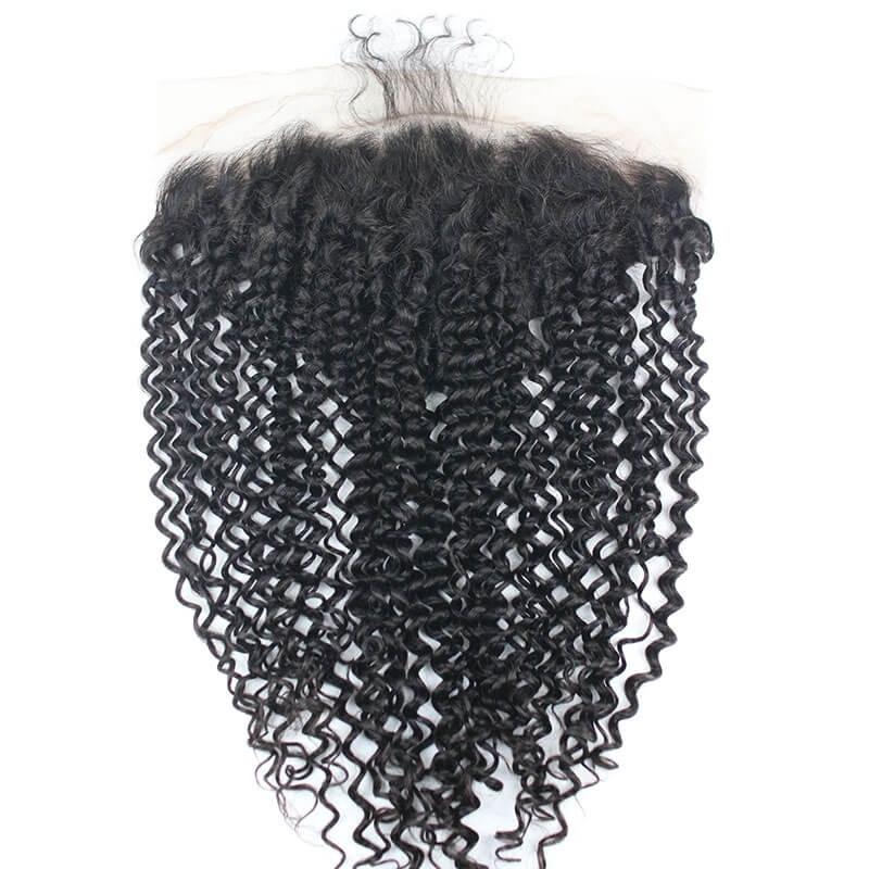 13x6 Curly Brazilian Human Hair Lace Frontal Closures Ear To Ear Bleached Knots With Baby Hair Natural Color