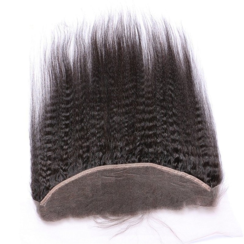 Malaysian Afro Kinky Straight Lace Frontal Closure Human Hair With 13x4