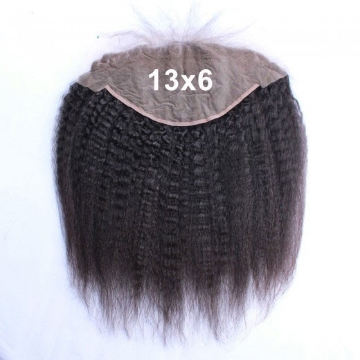 13x6 Mongolian Kinky Straight Lace Frontal Closure Bleached Knots Coarse Yaki Lace Frontal Free 3 Part Kinky Straight Frontal