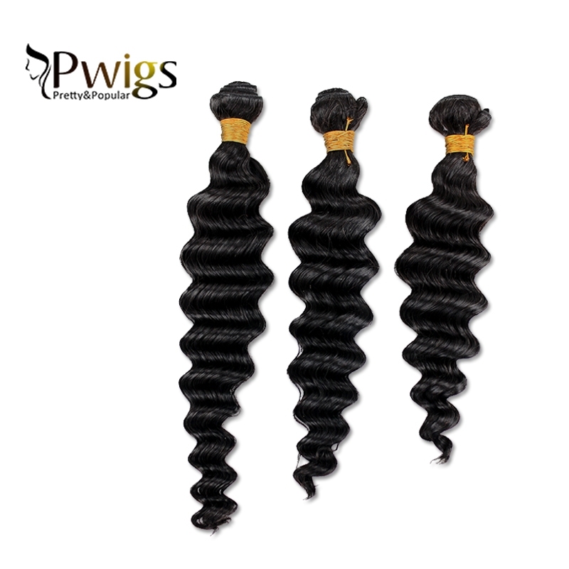 Remy Hair Deep Wave 13x6 Lace Closure With 3pcs Bundles Extensions Nature Human Hair