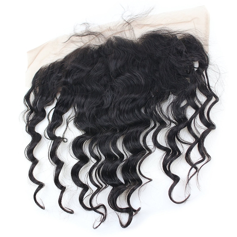 13x6 Lace Frontal Closure Ear to Ear Free Part Loose Wavy Malaysia Human Hair Full Lace Closure Bleached Knots with Baby Hair Natural Color (22