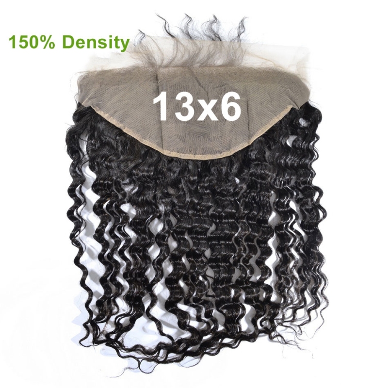 150% Density Lace Frontal 13x6 Deep Wave Brazilian Human Hair Ear To Ear Bleached knots Pre Plucked With Baby Hair