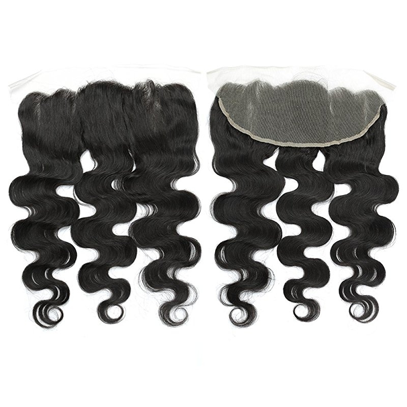 Body Wave 3 Bundles With Lace Frontal(13X4) 8A Unprocessed Human Hair bundles with ear to ear Lace closure Natural Color