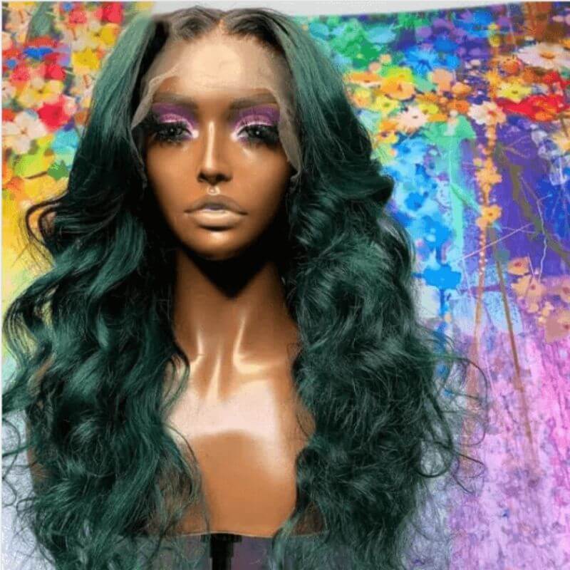 Body Wave Sliver and Blue Gradient Colored Lace Front Human Hair Wigs Brazilian Remy Highlight Colored Lace Front Wigs Ombre Blue Human Hair Lace Wig 150% Pwigs