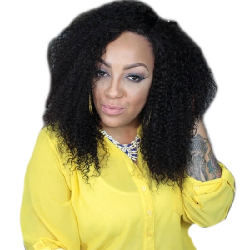 Best Place To Buy Lace Front Wigs Kinky Curly Human Hair 130% Density Natural Color Lace Wig With Baby Hair Bleached Knots Pre-Plucked