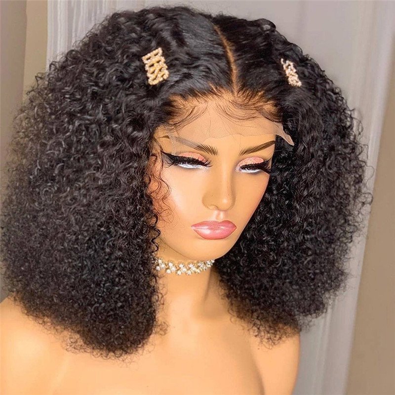 Short Curly Human Hair Wig Remy 13x4 Lace Front Human Hair Wigs For Black Women Brazilian Kinky Curly Wig Pre Plucked