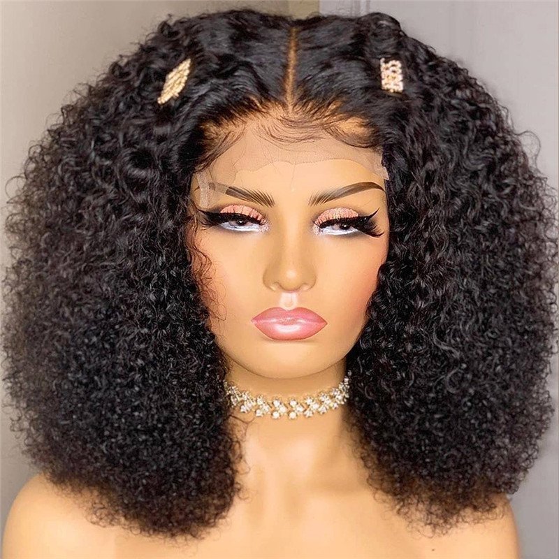 Short Curly Human Hair Wig Remy 13x4 Lace Front Human Hair Wigs For Black Women Brazilian Kinky Curly Wig Pre Plucked