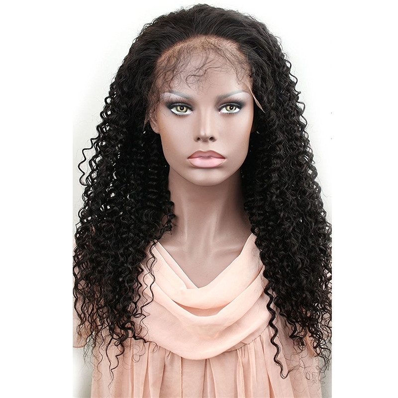 360 Lace Frontal Wig Kinky Curly Extra High Density Brazilian Remy Human Hair Full Lace Wigs with Baby Hair Natural Hairline for Black Women