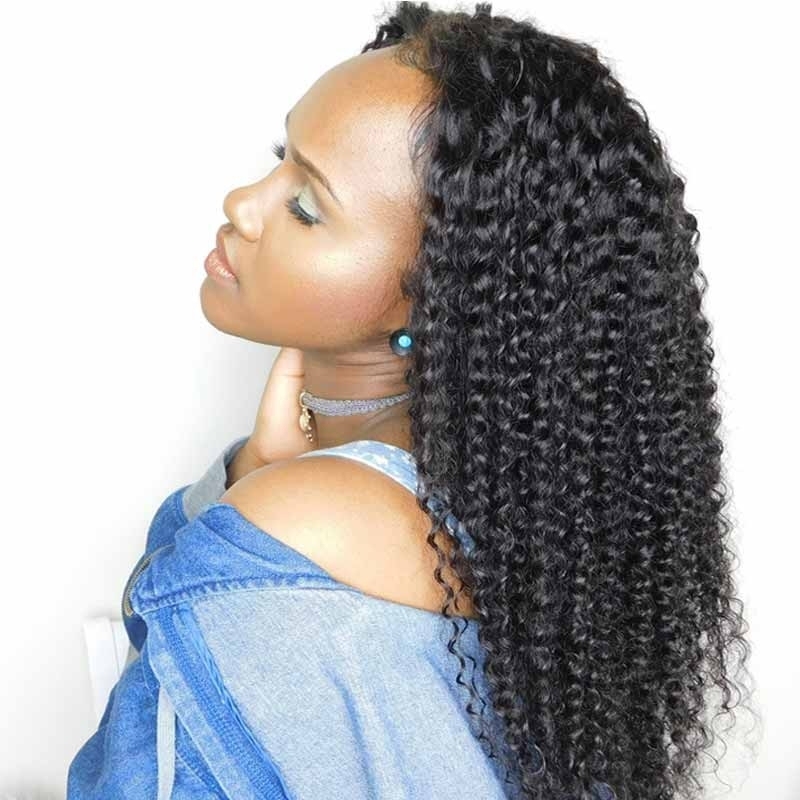 Affordable Lace Front Wigs Kinky Curly 180% Density Human Hair Front Wig With Baby Hair Pre-Plucked Natural Hair Line