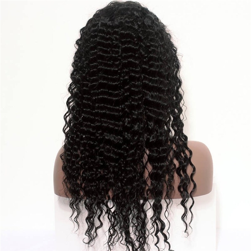 Full Lace Human Hair Wigs Deep Wave Brazilian Remy Human Hair Glueless Full Lace Wig with Baby Hair Bleached Knots Natural Hairline