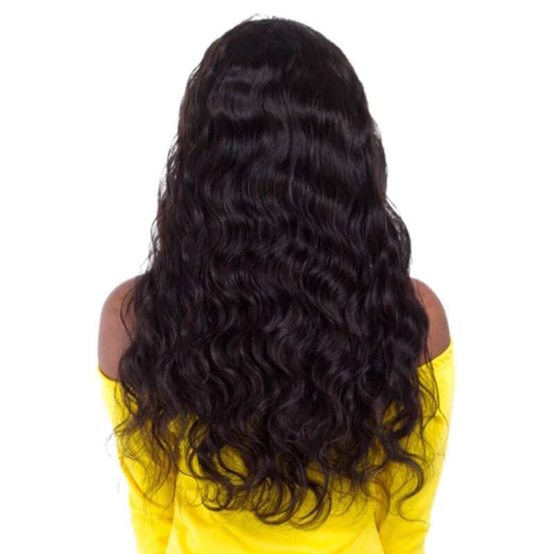 Black Hair Wigs Brazilian Human Hair Body Wave Natural Color Lace Front Wig Pre-Plucked Natural Hair Line Bleached Knots