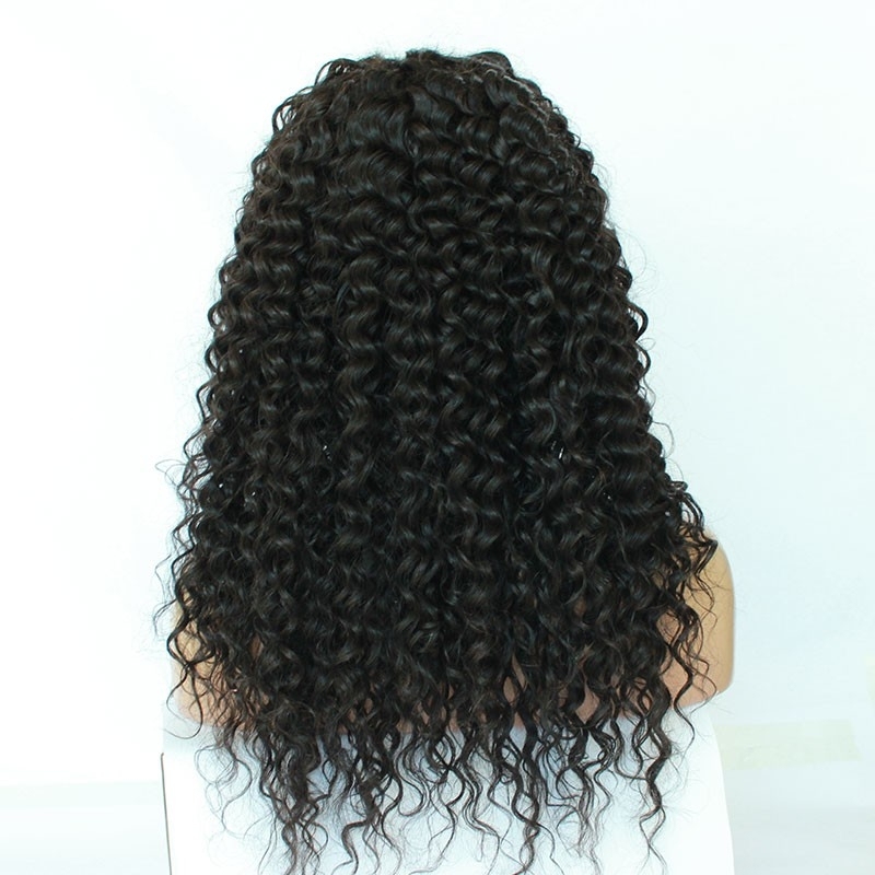 Lace Front Wigs Human Hair Natural Black Remy Hair Deep Curly Brazilian Hair Bleached Knots Pre-Plucked Natural Hair Line